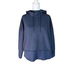 Nike - Dri Fit Navy Blue Ribbed Hoodie Sweatshirt Sz L